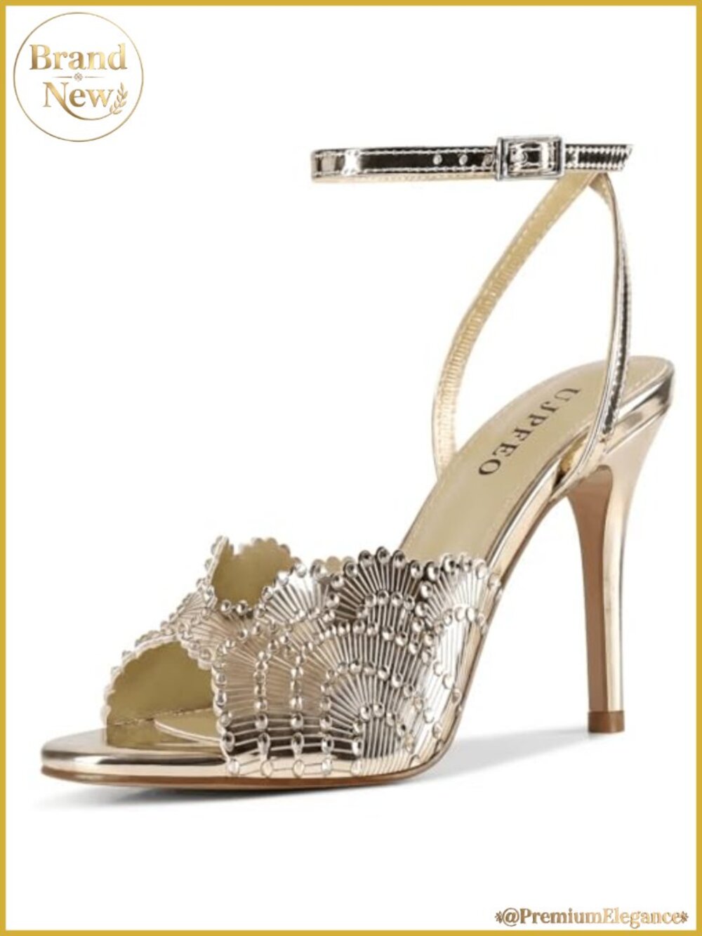 Rhinestone High Heel Sandals Women Round Open Toe Sparkly Stilettos Strap Ankle